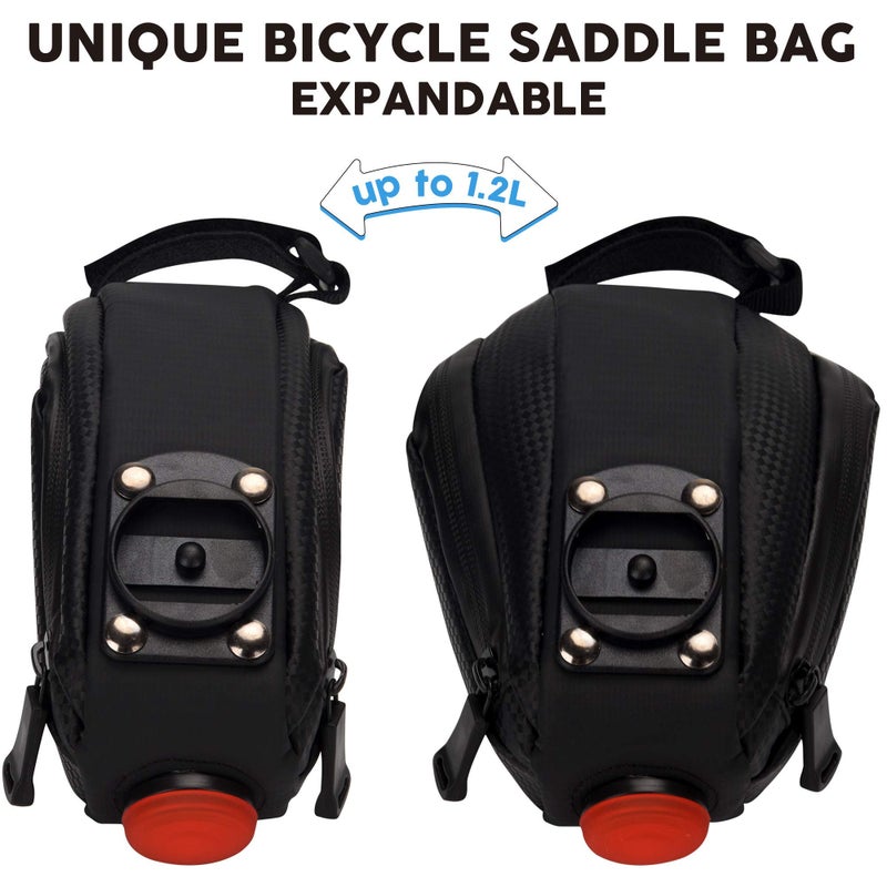 DAWAY A36 Bike Repair Kit with Taillight - Waterproof Bicycle Saddle Bag, 16-in-1 Multi-Tool, Glueless Tire Tube Patches & Tire Levers, Complete Under-Seat Pack for Cyclists - Image 2